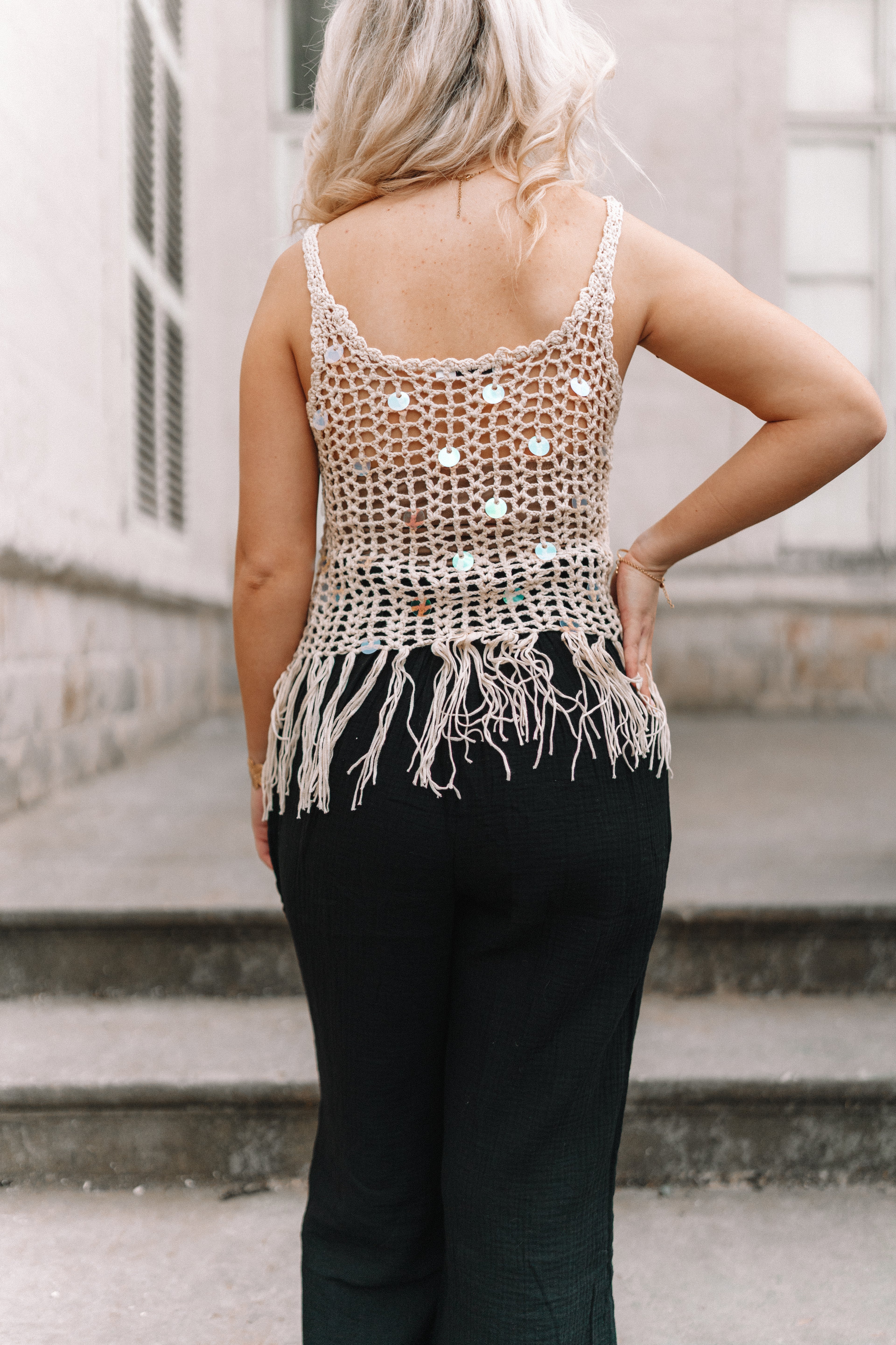 Débardeur en crochet Beige