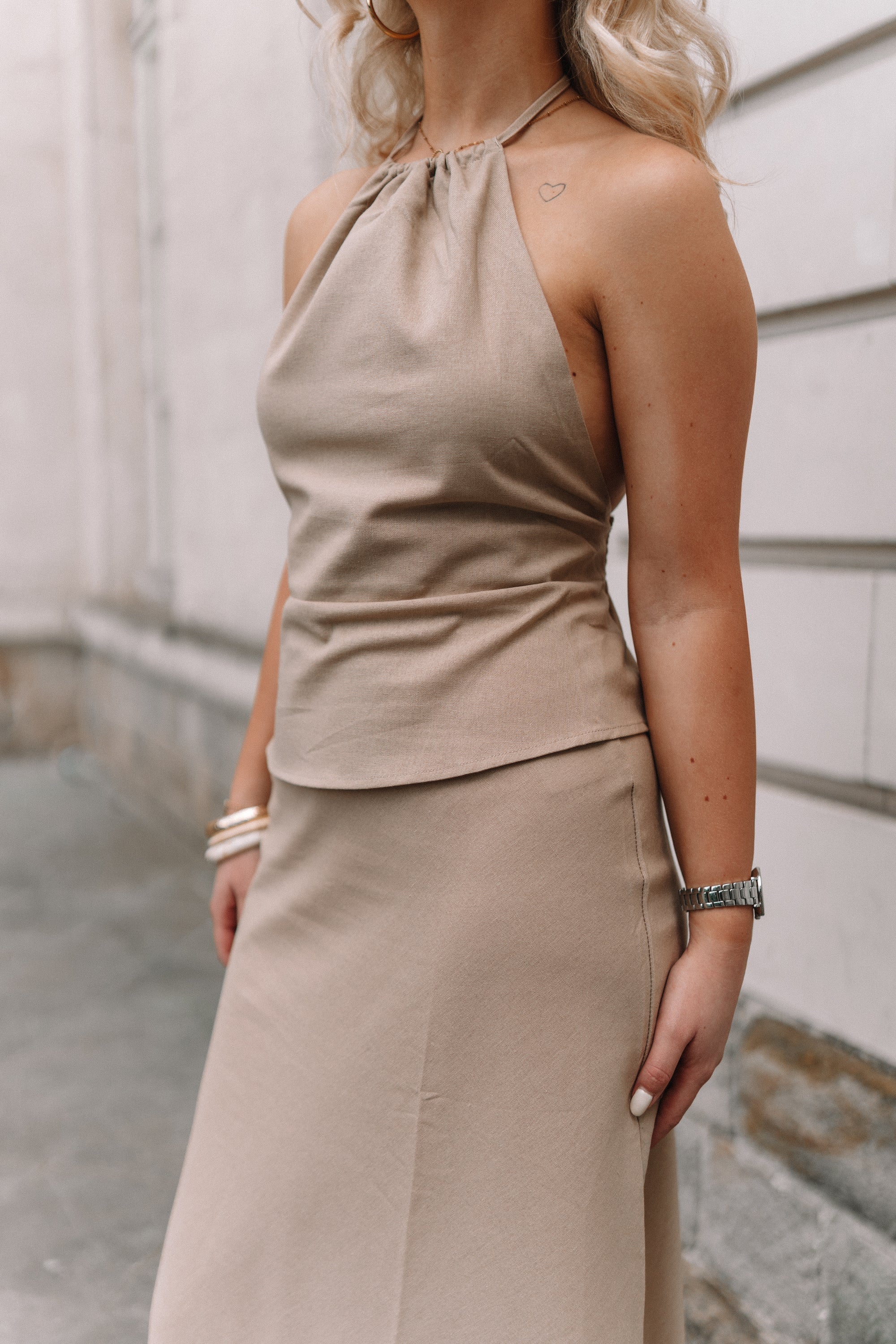 Ensemble beige en lin