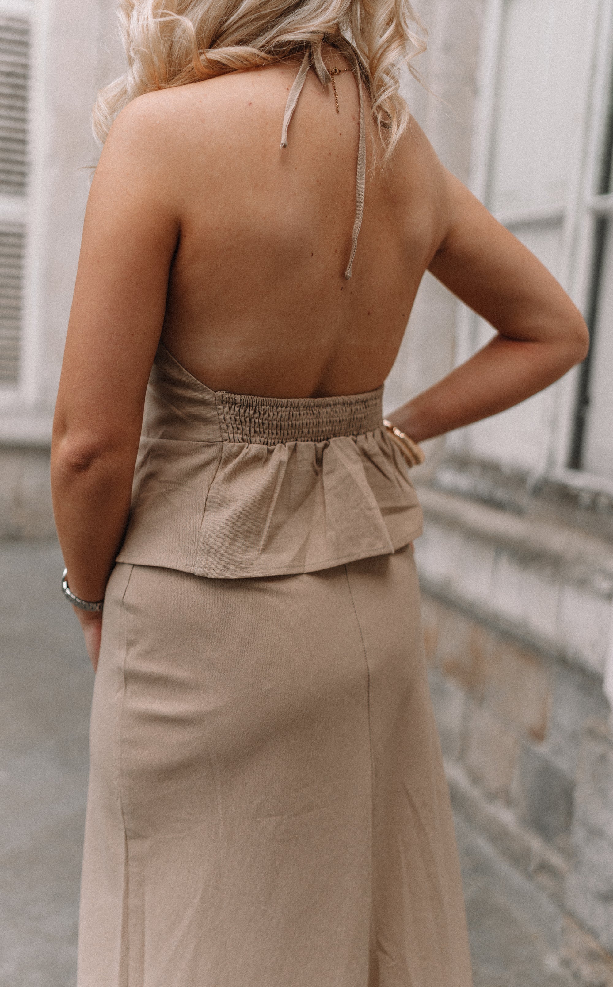 Ensemble beige en lin