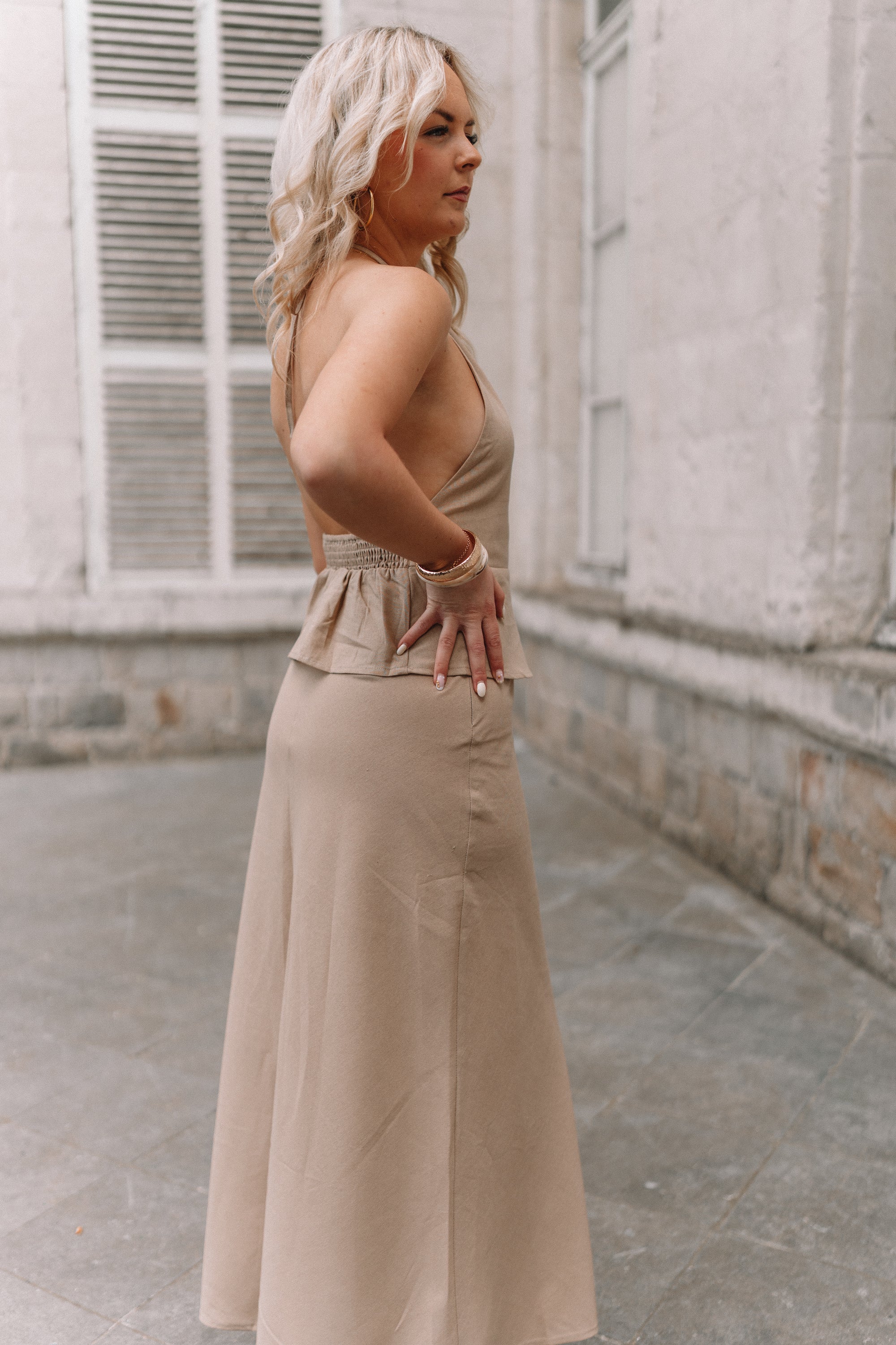 Ensemble beige en lin