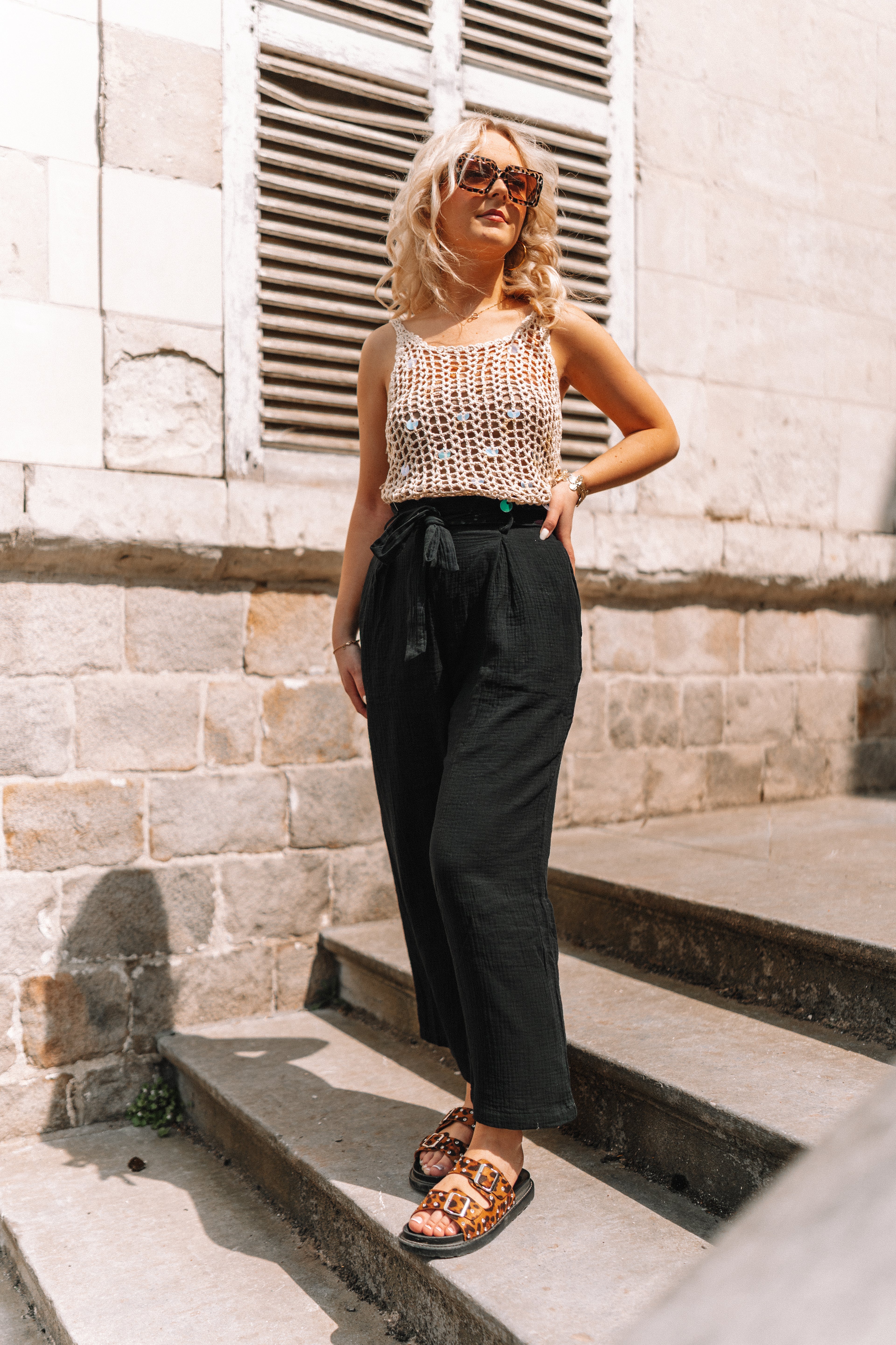 Débardeur en crochet Beige