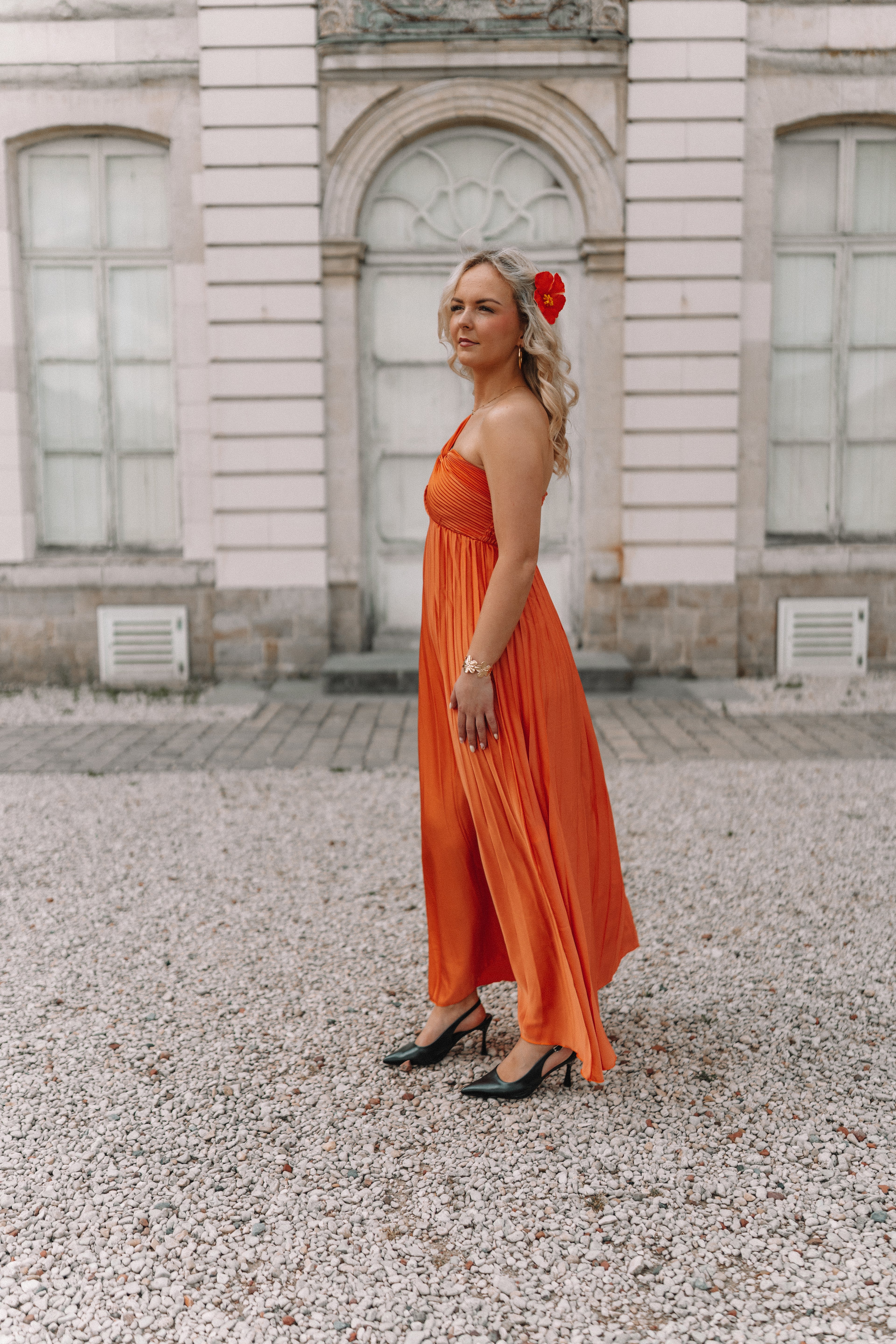 Robe satin orange