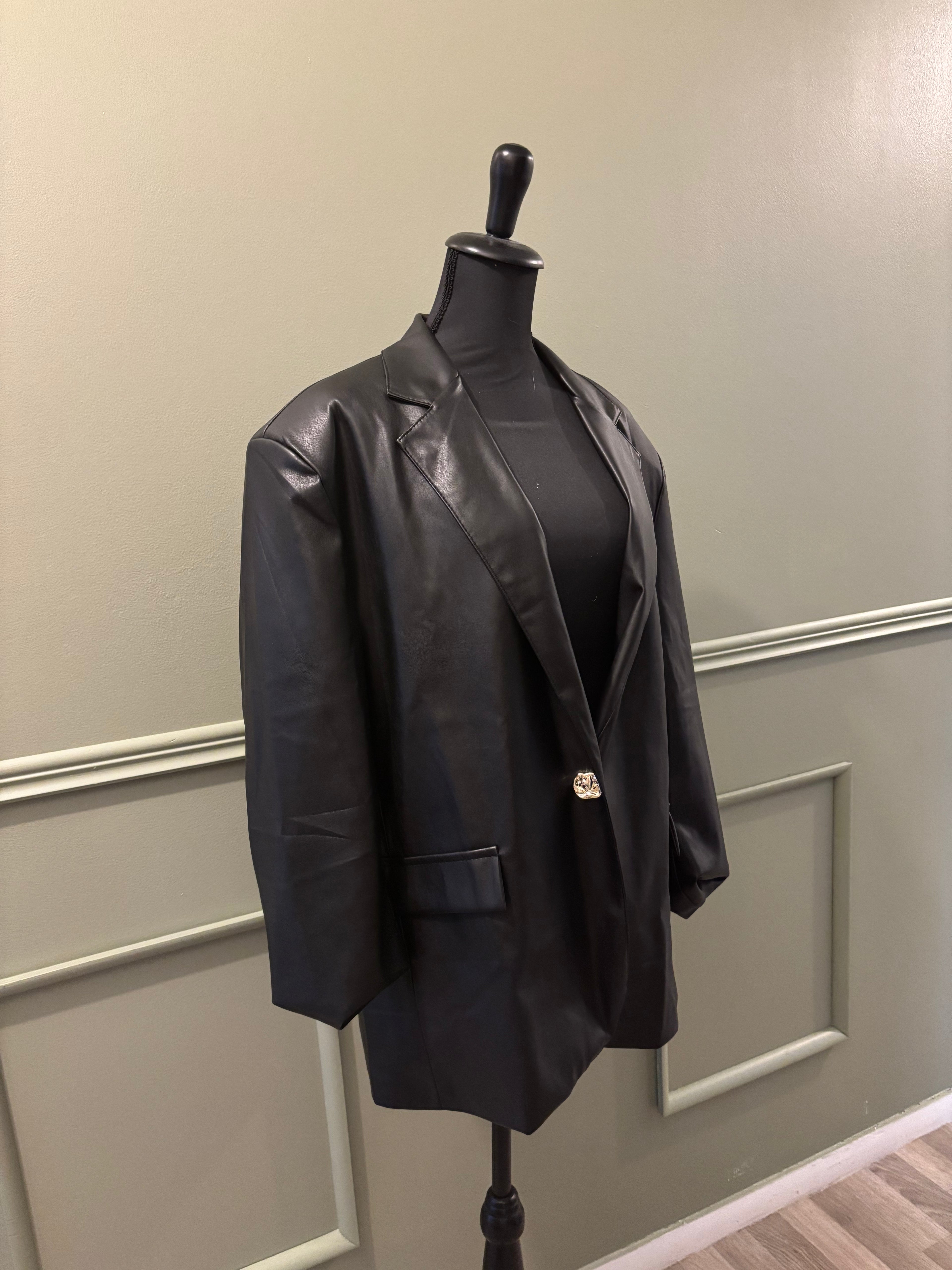 Blazer noir en cuir