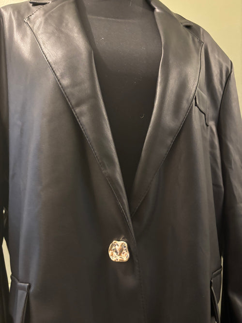 Blazer noir en cuir