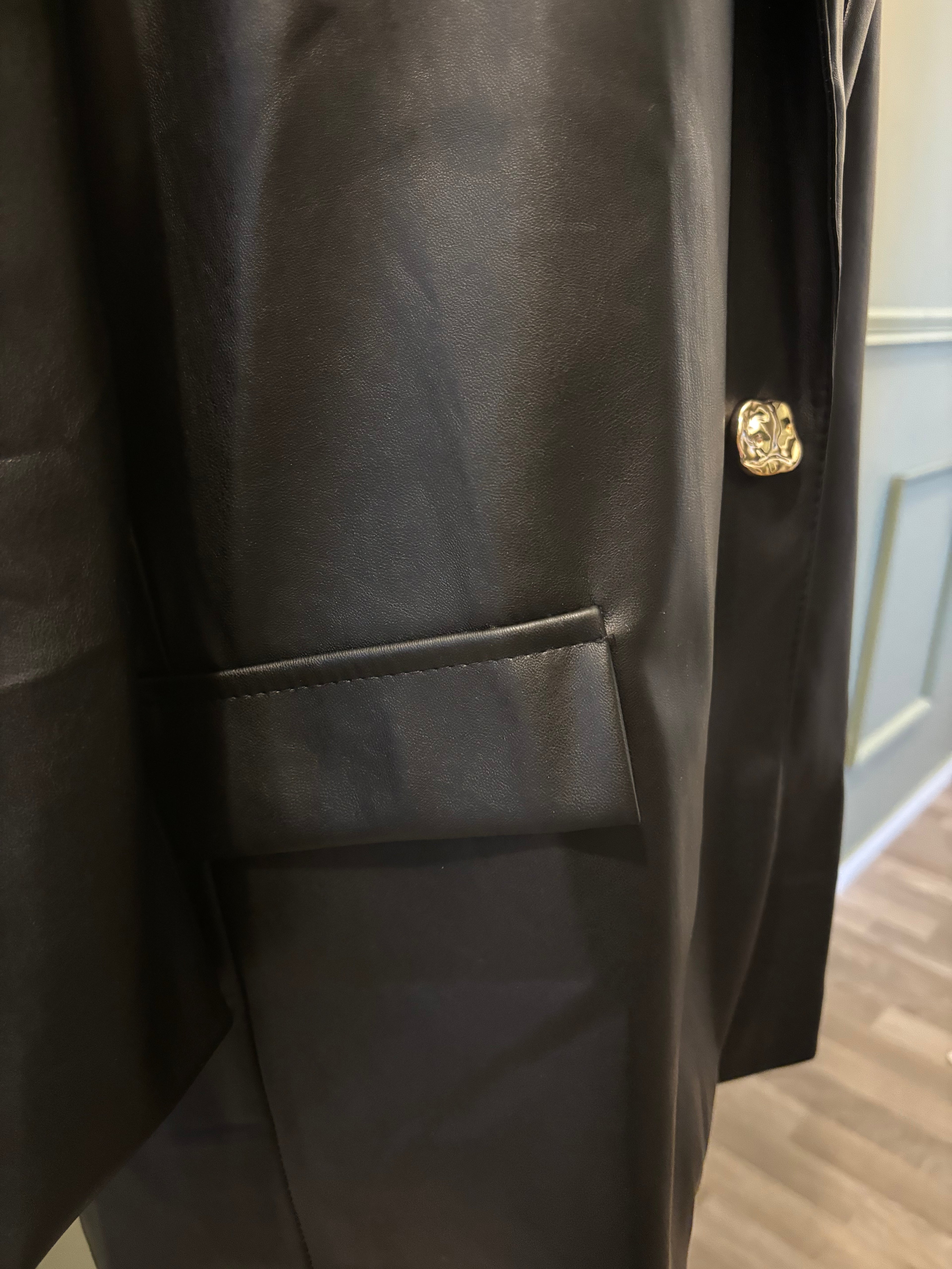 Blazer noir en cuir