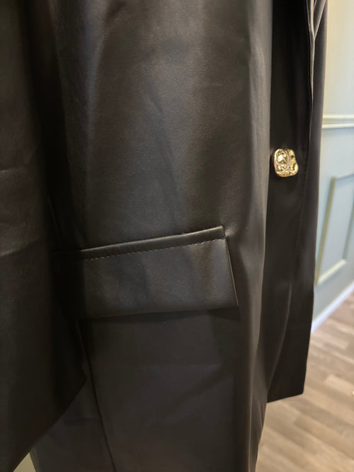 Blazer noir en cuir